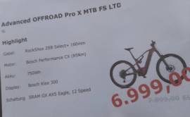 _Other OFFROAD PRO X MTB FS LTD Electric Mountain Bike 29" dual suspension Bosch SRAM GX Eagle AXS used For Sale