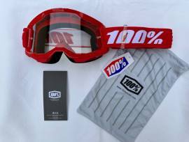 Új 100% Strata 2 piros, átlátszó lencsés DH/FR szemüveg, védőszemüveg 100% Strata 2 Eyewear / Sunglasses DH new / not used For Sale