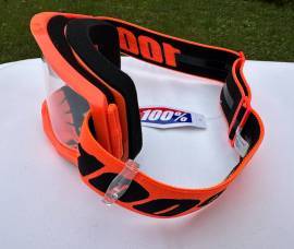 Új 100% Strata 2 narancssárga, átlátszó lencsés DH/FR szemüveg, védőszemüveg 100% Strata 2 Eyewear / Sunglasses DH new / not used For Sale