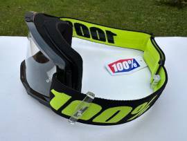 Új 100% Strata 2 fekete/sárga, átlátszó lencsés DH/FR szemüveg, védőszemüveg 100% Strata 2 Eyewear / Sunglasses DH new / not used For Sale