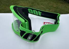 Új 100% Strata 2 neon zöld, átlátszó lencsés DH/FR szemüveg, védőszemüveg 100% Strata 2 Eyewear / Sunglasses DH new / not used For Sale