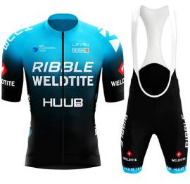 Új XL-es 2023-as Huub bringás csapatmezszett eladó Rövidujjú mez + kantáros rövidnadrág szett Cycling Clothing XL new / not used male/unisex For Sale