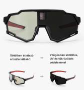 Fényre azonnal sötétedő LCD napszemüveg, fekete-piros új, tokkal Fényre azonnal sötétedő LCD napszemüveg kromatikus Szemüveg hagyományos nem használt ELADÓ