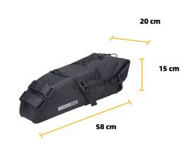 Nyeregcsőre rögzíthető csomagtartó szett: táska + stabilizáló 13 liter Csomagtartó szett: táska + stabilizáló 13 liter Bike & Cycling Bags new / not used For Sale