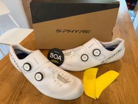 Shimano S-PHYRE RC902 Fehér országúti cipő 48-as méretben S-PHYRE RC902 Shoes / Socks / Shoe-Covers 48 Road used male/unisex For Sale