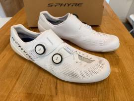 Shimano S-PHYRE RC902 Fehér országúti cipő 48-as méretben S-PHYRE RC902 Shoes / Socks / Shoe-Covers 48 Road used male/unisex For Sale