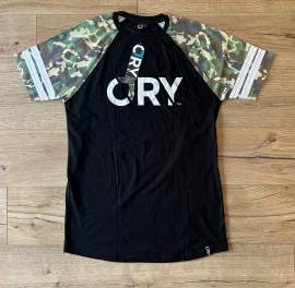 CRY brand fekete/camo slim fit póló, t-shirt (L) - Harry Main BMX