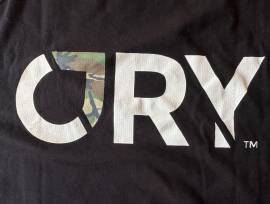 CRY brand fekete/camo slim fit póló, t-shirt (L) - Harry Main BMX