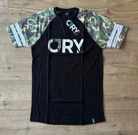 CRY brand fekete/camo slim fit póló, t-shirt (S) - Harry Main BMX