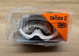 Új 100% Strata 2 fehér, átlátszó lencsés DH/FR szemüveg, védőszemüveg 100% Strata 2 Eyewear / Sunglasses DH new / not used For Sale