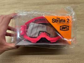 Új 100% Strata 2 rózsaszín, átlátszó lencsés DH/FR szemüveg, védőszemüveg 100% Strata 2  Eyewear / Sunglasses DH new / not used For Sale