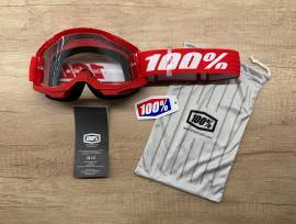 Új 100% Strata 2 piros, átlátszó lencsés DH/FR szemüveg, védőszemüveg 100% Strata 2 Eyewear / Sunglasses DH new / not used For Sale