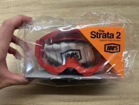 Új 100% Strata 2 piros, átlátszó lencsés DH/FR szemüveg, védőszemüveg 100% Strata 2 Eyewear / Sunglasses DH new / not used For Sale