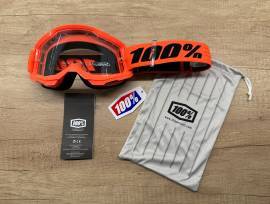 Új 100% Strata 2 narancssárga, átlátszó lencsés DH/FR szemüveg, védőszemüveg 100% Strata 2 Eyewear / Sunglasses DH new / not used For Sale