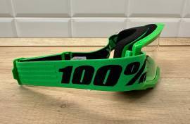 Új 100% Strata 2 neon zöld, átlátszó lencsés DH/FR szemüveg, védőszemüveg 100% Strata 2  Eyewear / Sunglasses DH new / not used For Sale