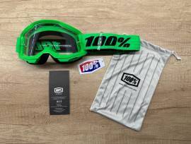 Új 100% Strata 2 neon zöld, átlátszó lencsés DH/FR szemüveg, védőszemüveg 100% Strata 2  Eyewear / Sunglasses DH new / not used For Sale