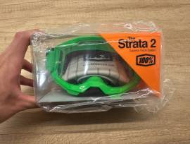 Új 100% Strata 2 neon zöld, átlátszó lencsés DH/FR szemüveg, védőszemüveg 100% Strata 2  Eyewear / Sunglasses DH new / not used For Sale