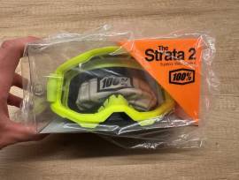 Új 100% Strata 2 sárga, átlátszó lencsés DH/FR szemüveg, védőszemüveg 100% Strata 2 Eyewear / Sunglasses DH new / not used For Sale