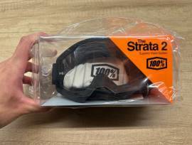 Új 100% Strata 2 fekete/sárga, átlátszó lencsés DH/FR szemüveg, védőszemüveg 100% Strata 2 Eyewear / Sunglasses DH new / not used For Sale