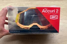 Új 100% Accuri 2 Razza sárga/fehér, ezüst tükrös lencsés DH/FR szemüveg, védőszemüveg 100% Accuri 2  Eyewear / Sunglasses DH new / not used For Sale