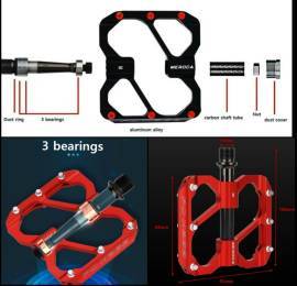 Új alu, karbon kerékpár pedál. Piros vagy fekete színben. Három ipari csapágy, könnyű súly!  . Mountain Bike Alkatrész, MTB Hajtásrendszer nem használt ELADÓ