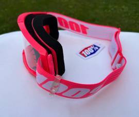 Új 100% Strata 2 rószaszín, átlátszó lencsés DH/FR szemüveg, védőszemüveg 100% Strata 2 Eyewear / Sunglasses DH new / not used For Sale