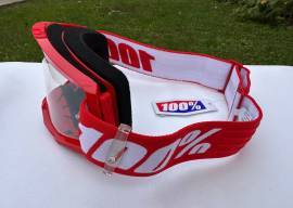 Új 100% Strata 2 piros, átlátszó lencsés DH/FR szemüveg, védőszemüveg 100% Strata 2 Eyewear / Sunglasses DH new / not used For Sale